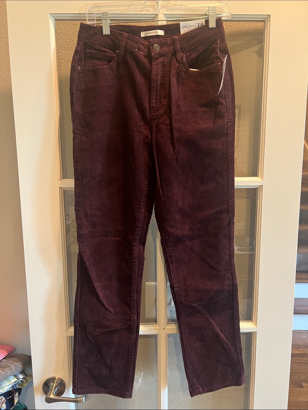 PacSun Women's Corduroy Straight Leg Pants in Boysenberry